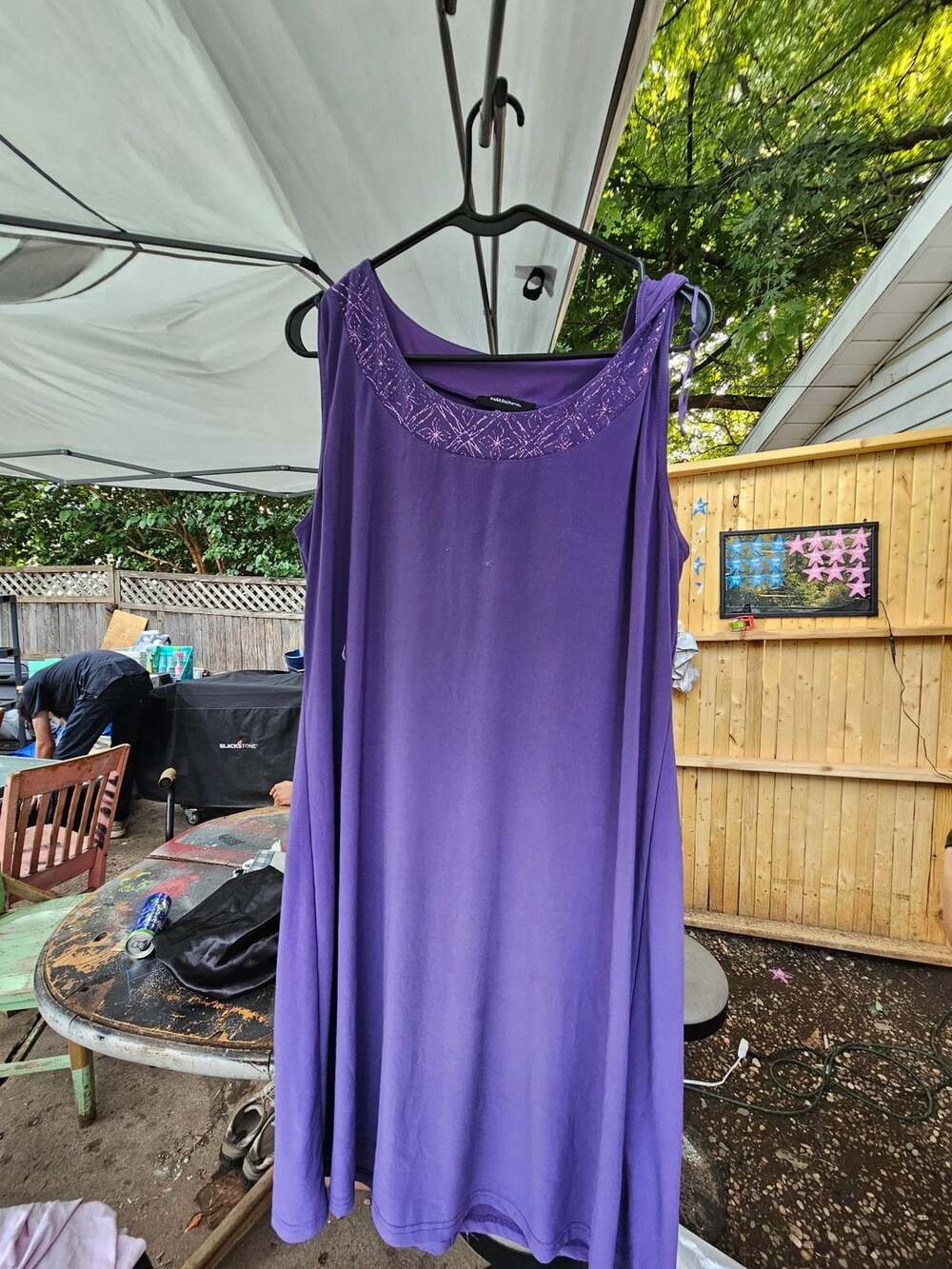 R&M Richards Purple Glitter Trim Sleeveless Dress XL